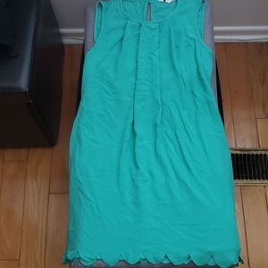 Green dress with scallop details